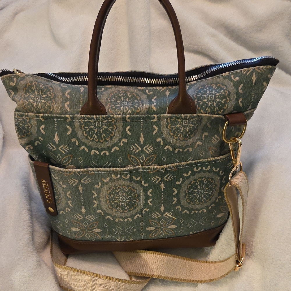 Stylish Green Patterned R. Riveter Tote Bag